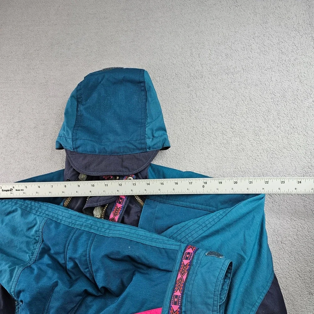 Vtg The North Face Rage Snowsuit Mens Navy Teal‎ Winter Sports Hooded Double Zip